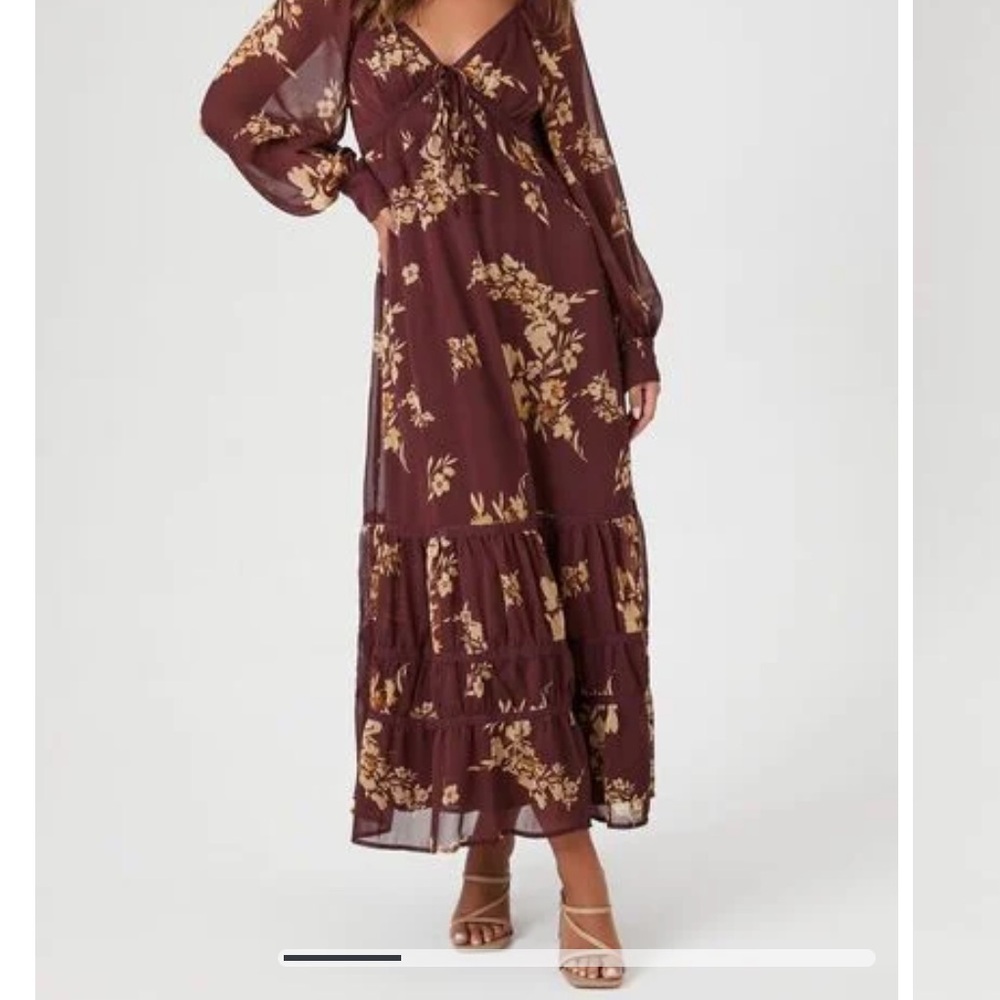 Chiffon Floral Print Midi Dress